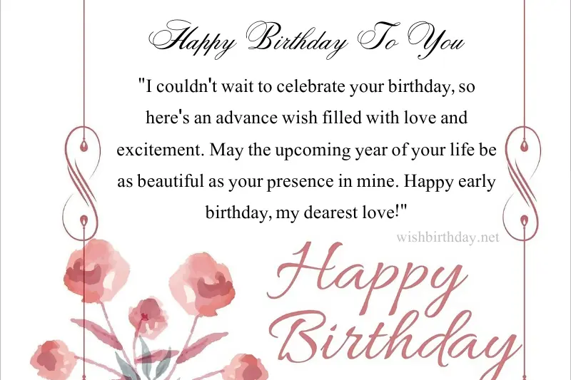 advance happy birthday my love quote in english