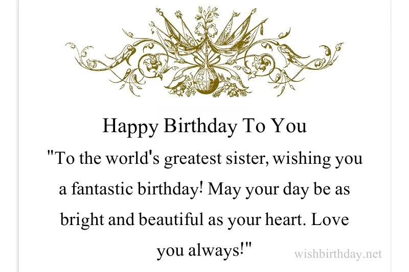 best happy birthday wishing card for sister in english
