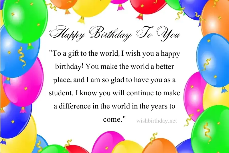 birthday card for students in english
