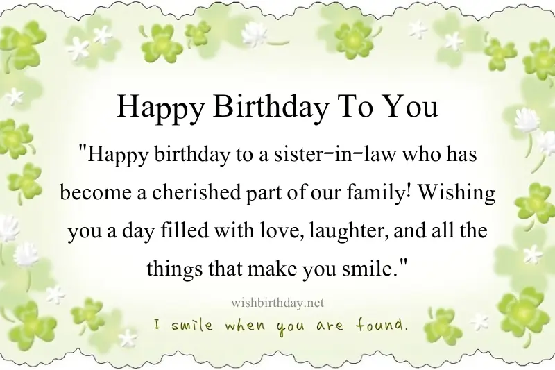birthday wish for sister in law in english