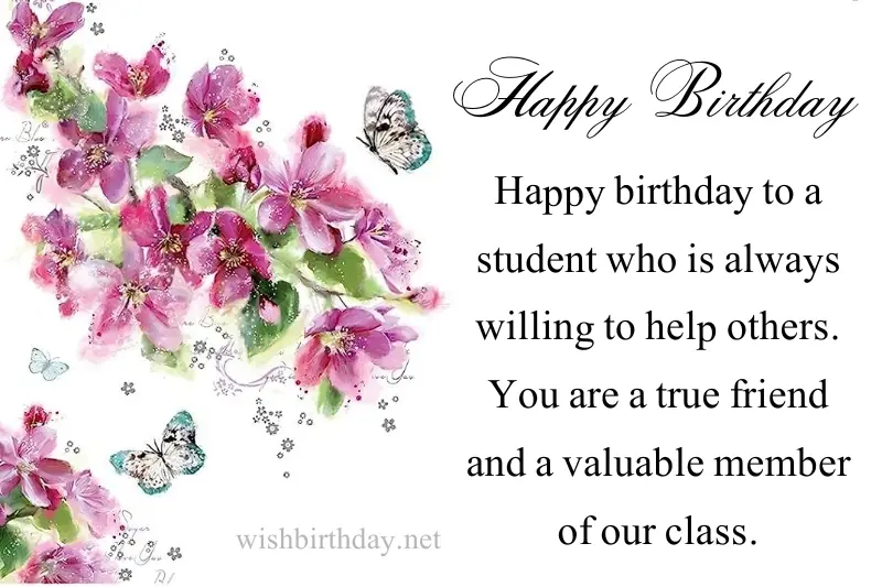 birthday wishes for student from teacher in english