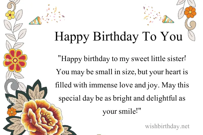 happy birthday wish for little sister in english