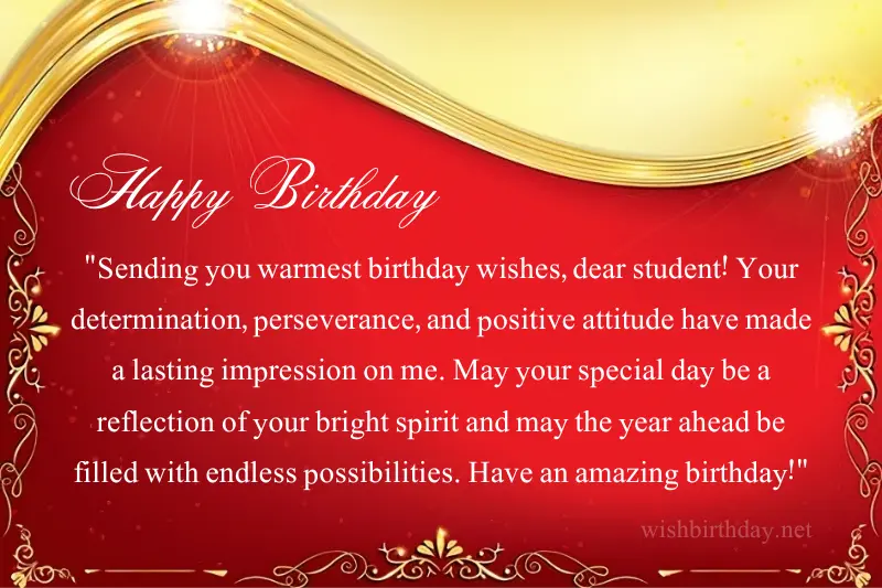 lovely birthday card for students in english