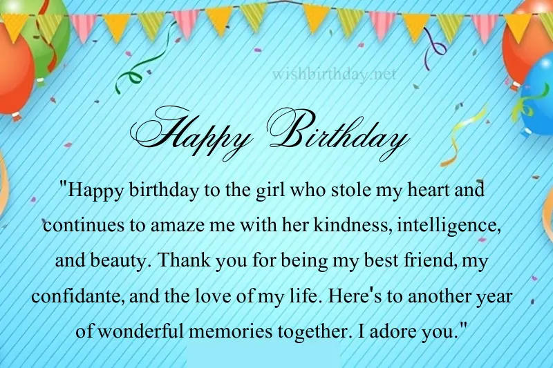 romantic birthday wishing card for girlfriend in english