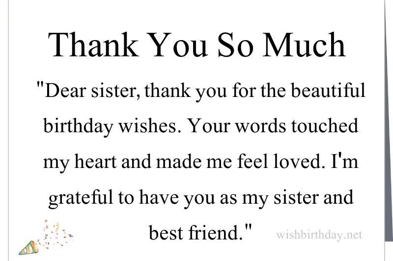 thank you message for sister on her birthday wishes
