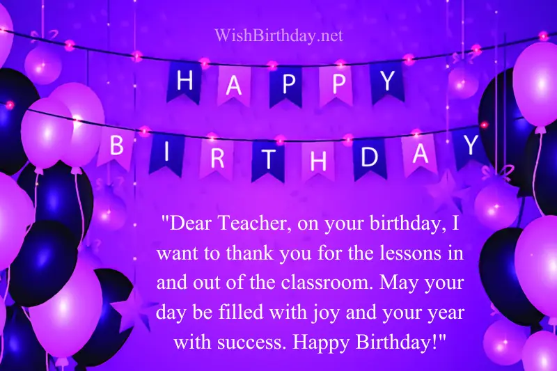 happy birthday greeting card for teacher in english