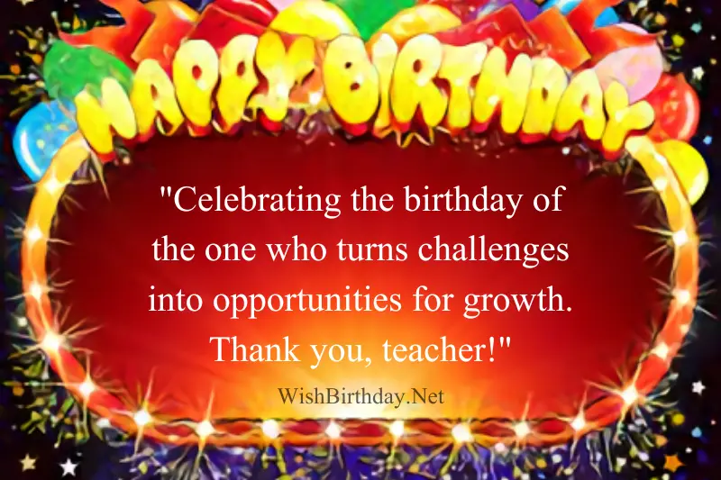 emotional happy birthday teacher wish in english